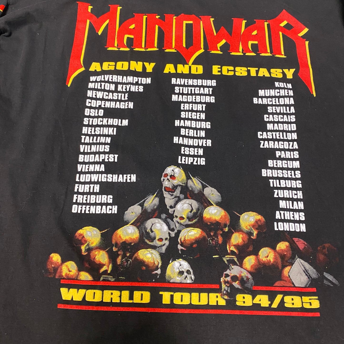 Manowar 1994 Agony And Ecstacy World Tour Long Sleeved Tee