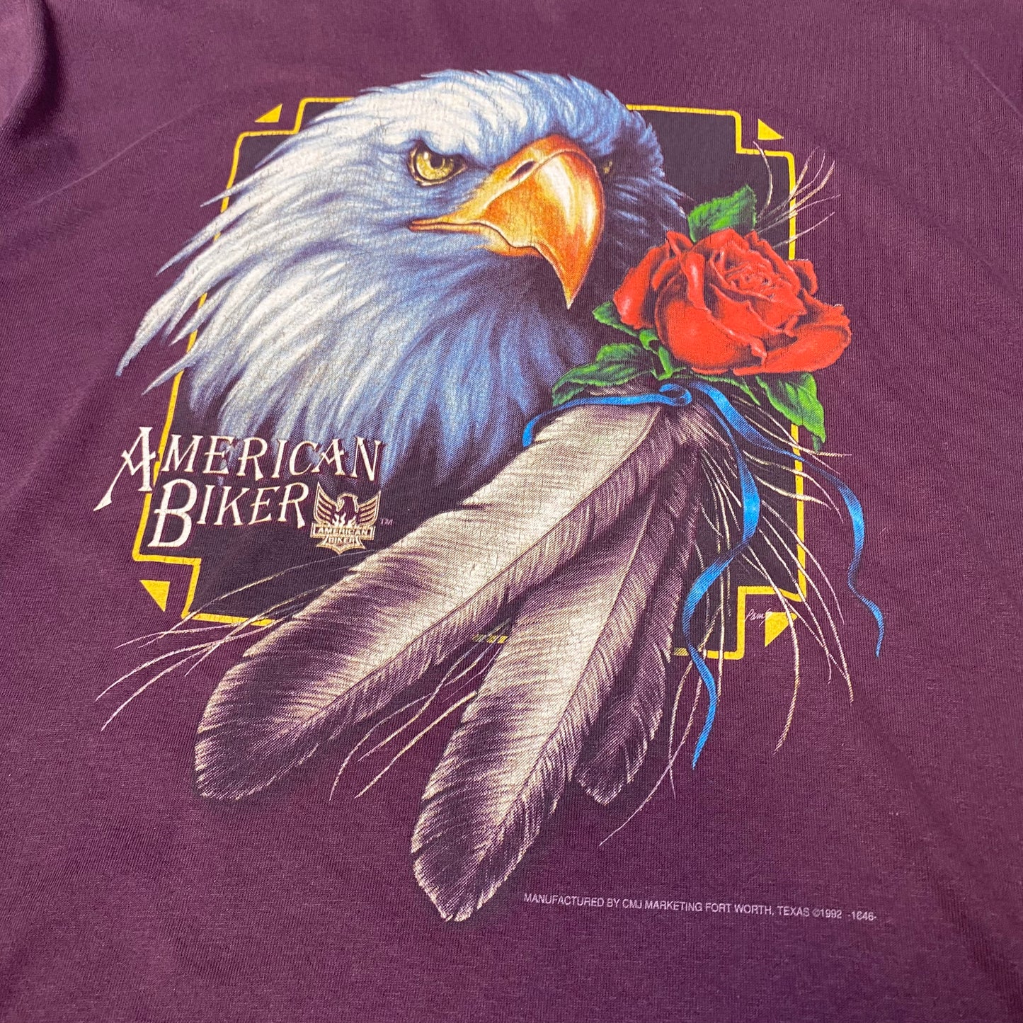American Biker 1992 3D Emblem Tee