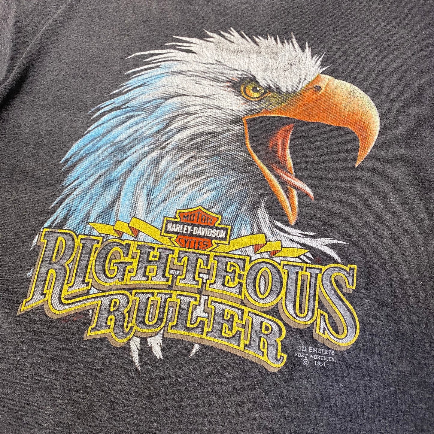 Harley Davidson 1991 Righteous Ruler 3D Emblem Tee