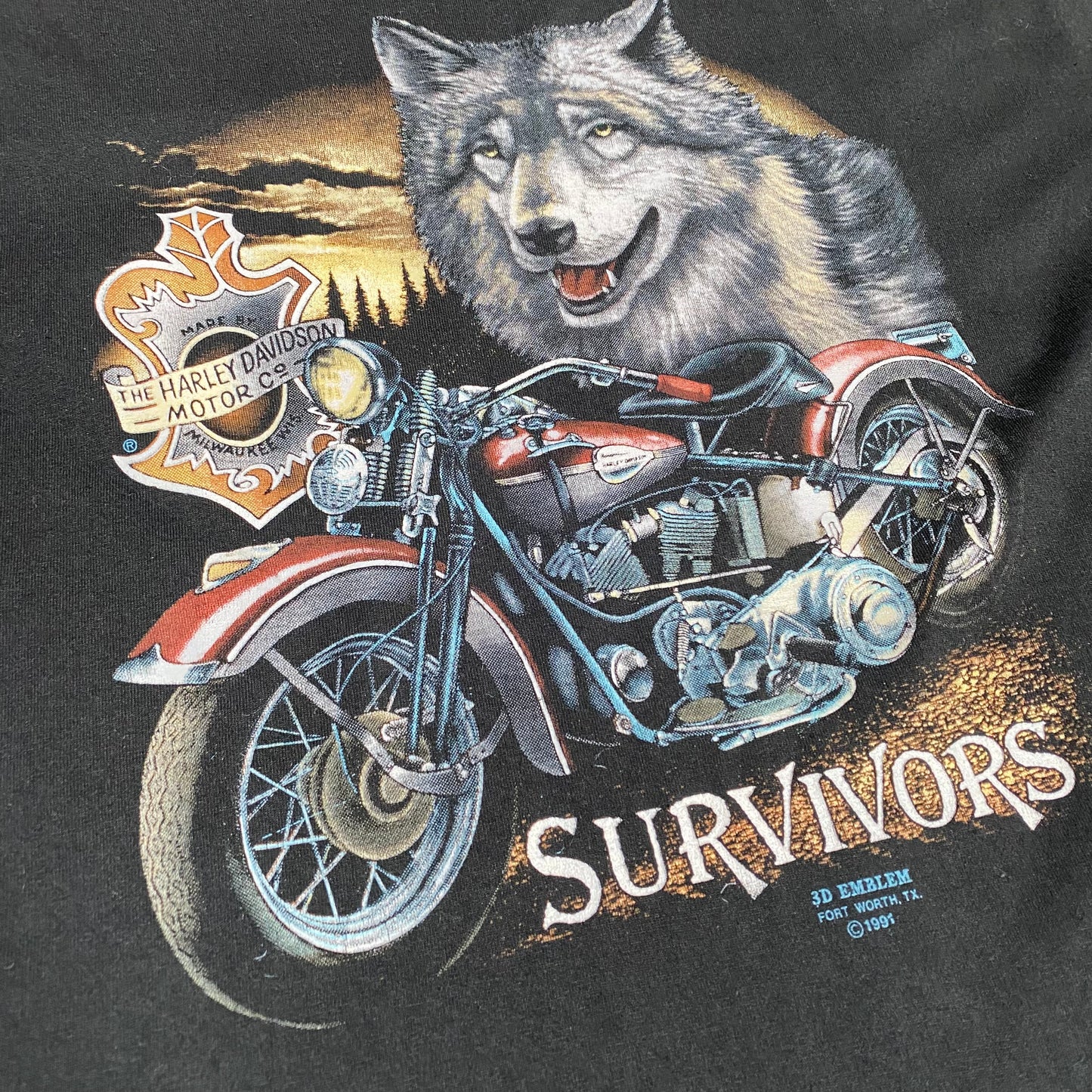 Harley Davidson 1991 Survivors 3D Emblem Tee