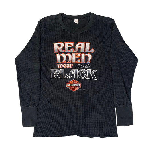 Harley Davidson 70's Real Men Wear Black Waffle Shirt