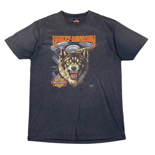 Harley Davidson 1991 Wolf 3D Emblem Tee Grey