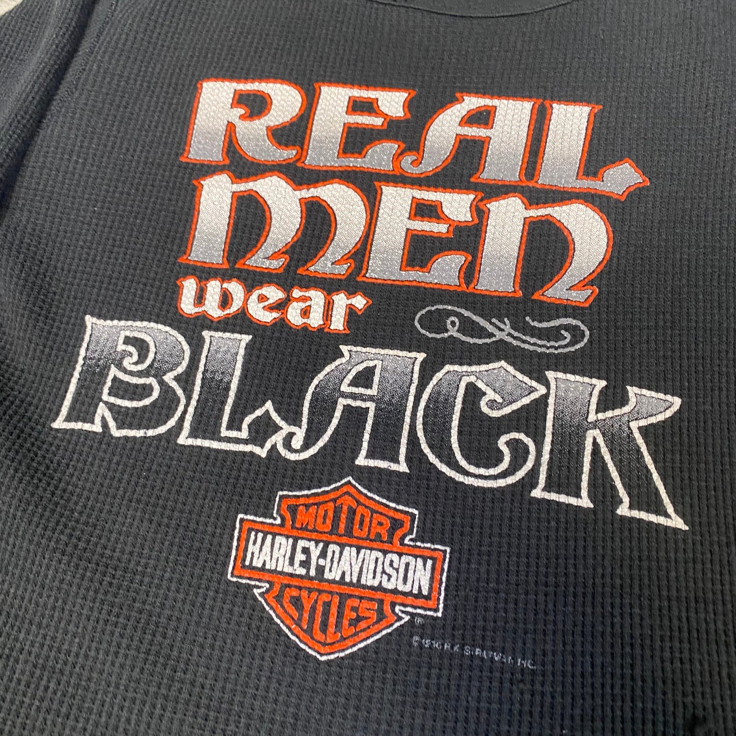 Harley Davidson 70's Real Men Wear Black Waffle Shirt