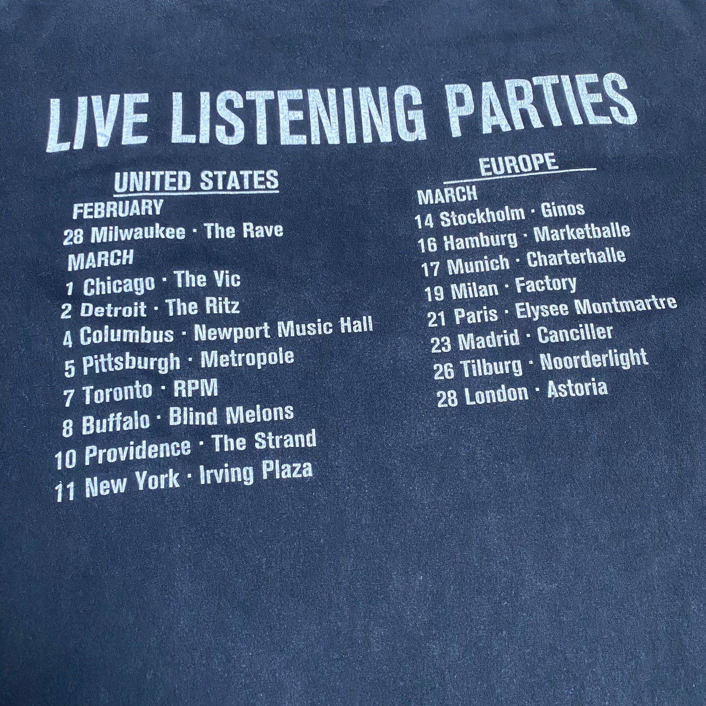 Skid Row 90's Live Listening Parties Tee