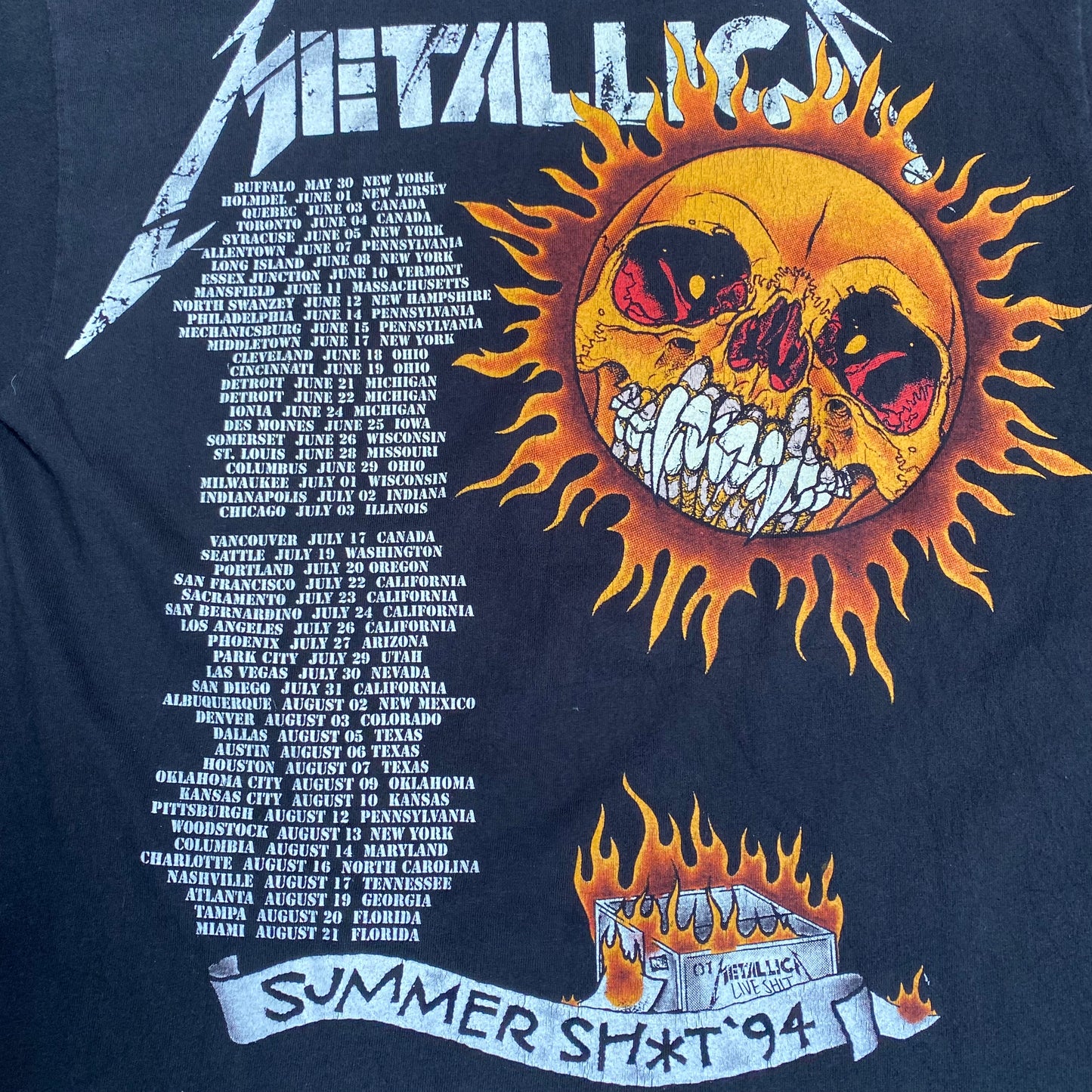 Metallica 2000's Flaming Skull Pushead Tee