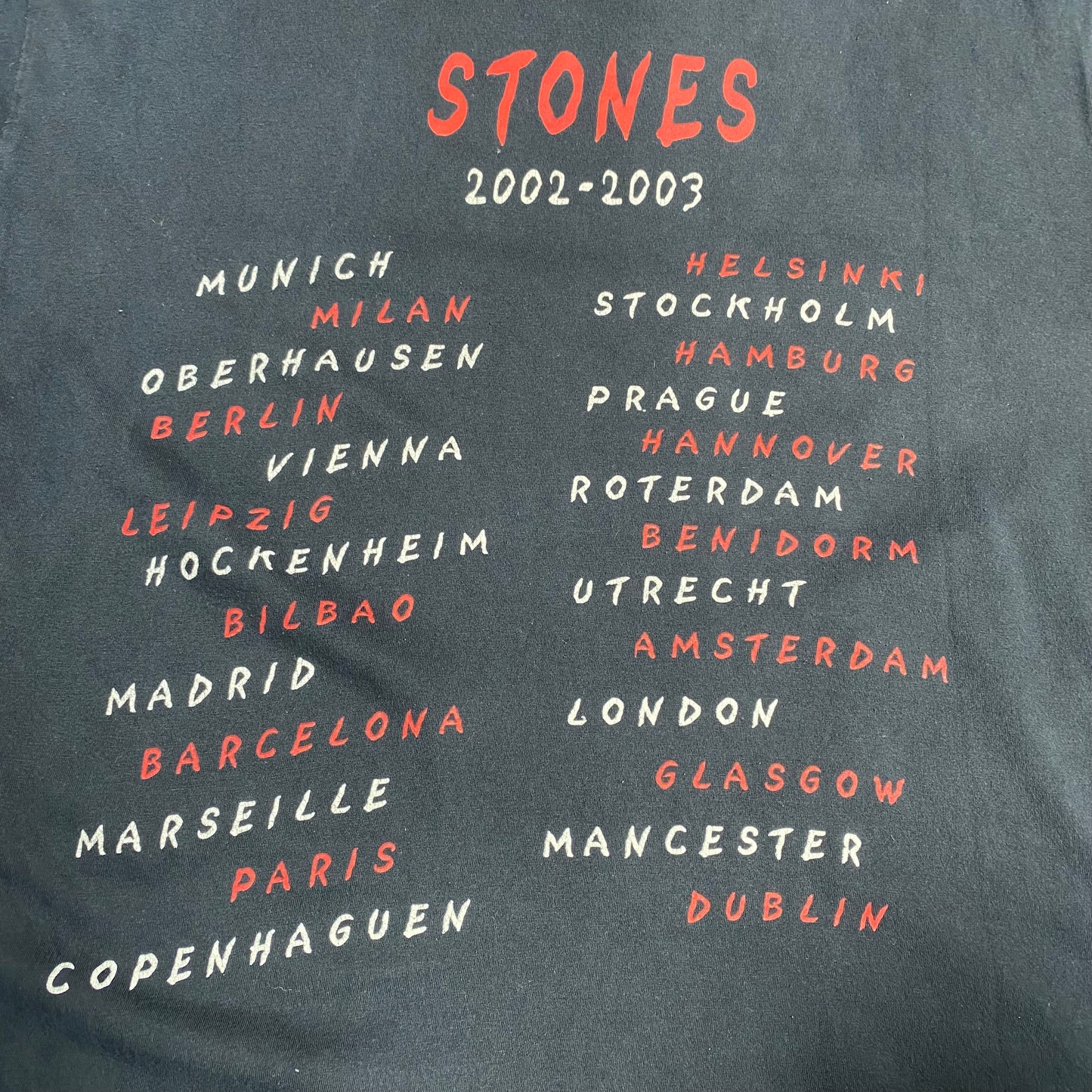 Rolling Stones 2002 Europe Tour Tee