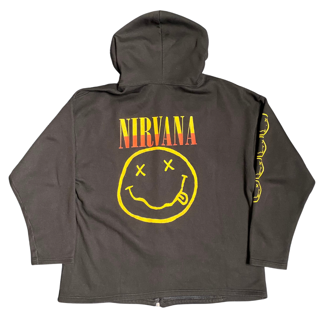 Nirvana 90's Smiley Zip Up Hoodie