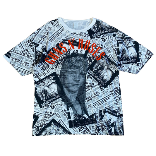 Gun's N Roses 90's Axl Newspaper All Over Print Tee