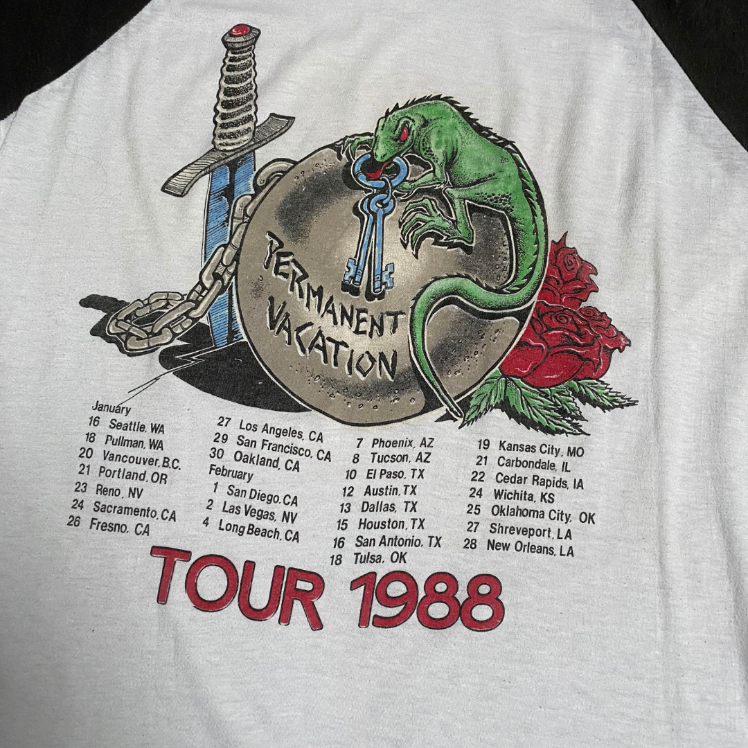 Aerosmith 1988 Permanent Vacation US Tour Raglan Tee