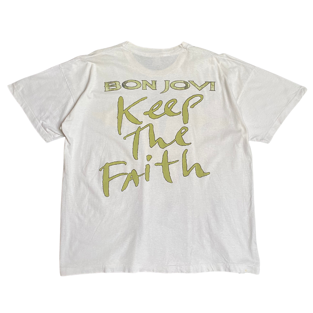 Bon Jovi 1992 Keep The Faith White Tee